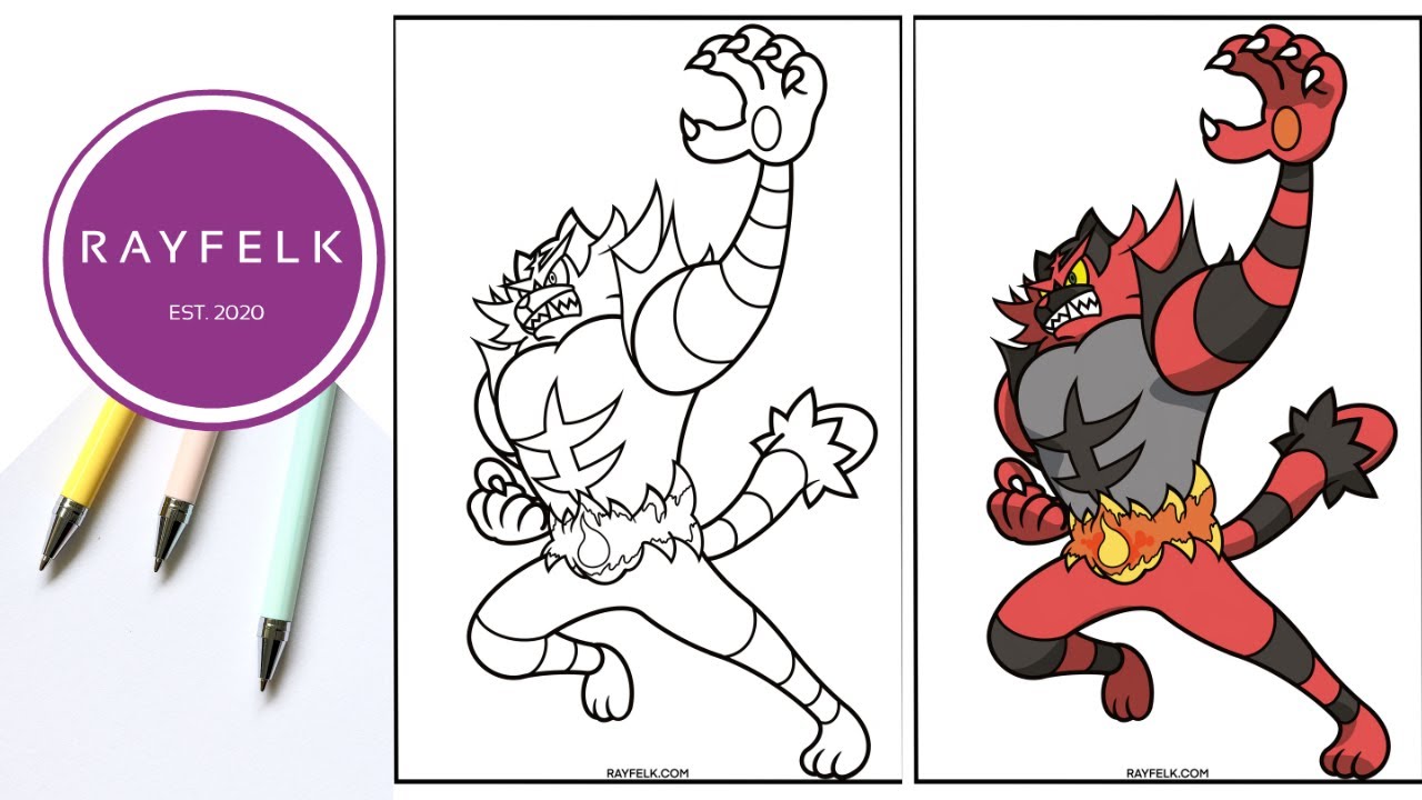 Incineroar coloring pages firedark pokemon printable coloring pages pokemon coloring page