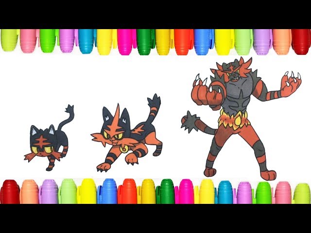 Pokemon coloring litten torracat and incineroar