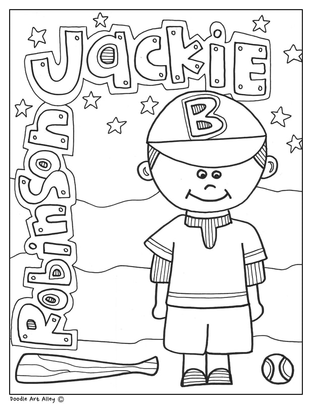 Color jackie robinson worksheets