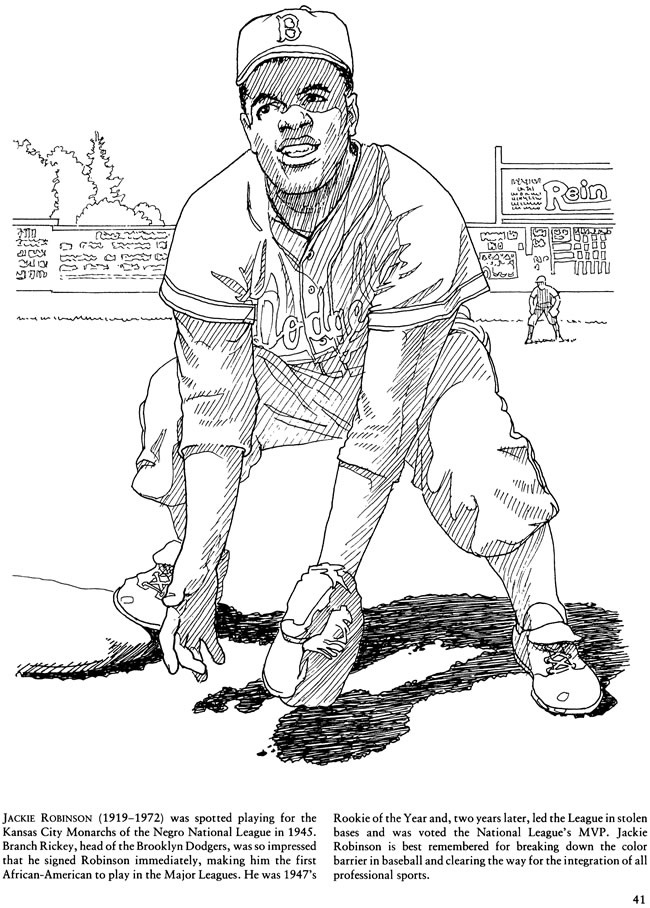 Welcome to dover publications jackie robinson coloring pages robinson