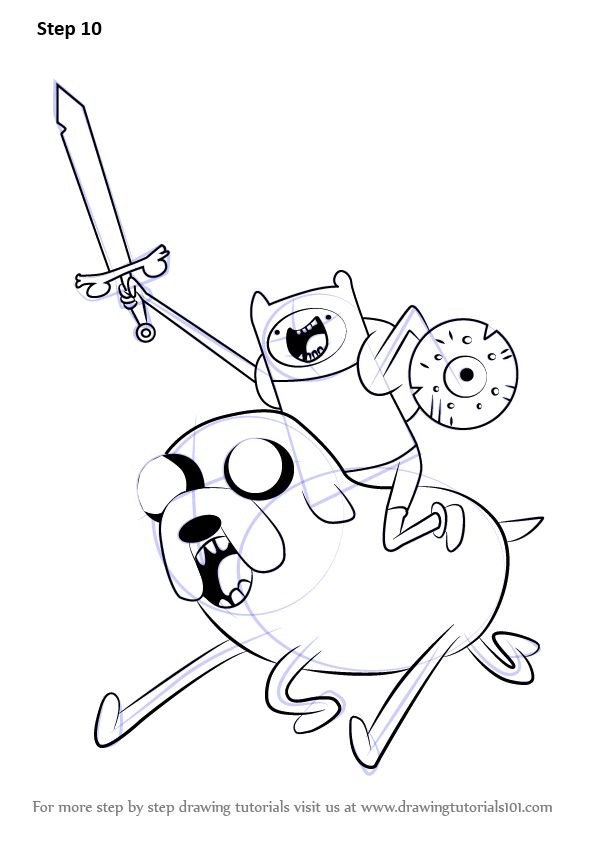 Learn how to draw finn riding jake from adventure time adventure time step by step dâ adventure time finn de horas de aventura dibujos animados para dibujar