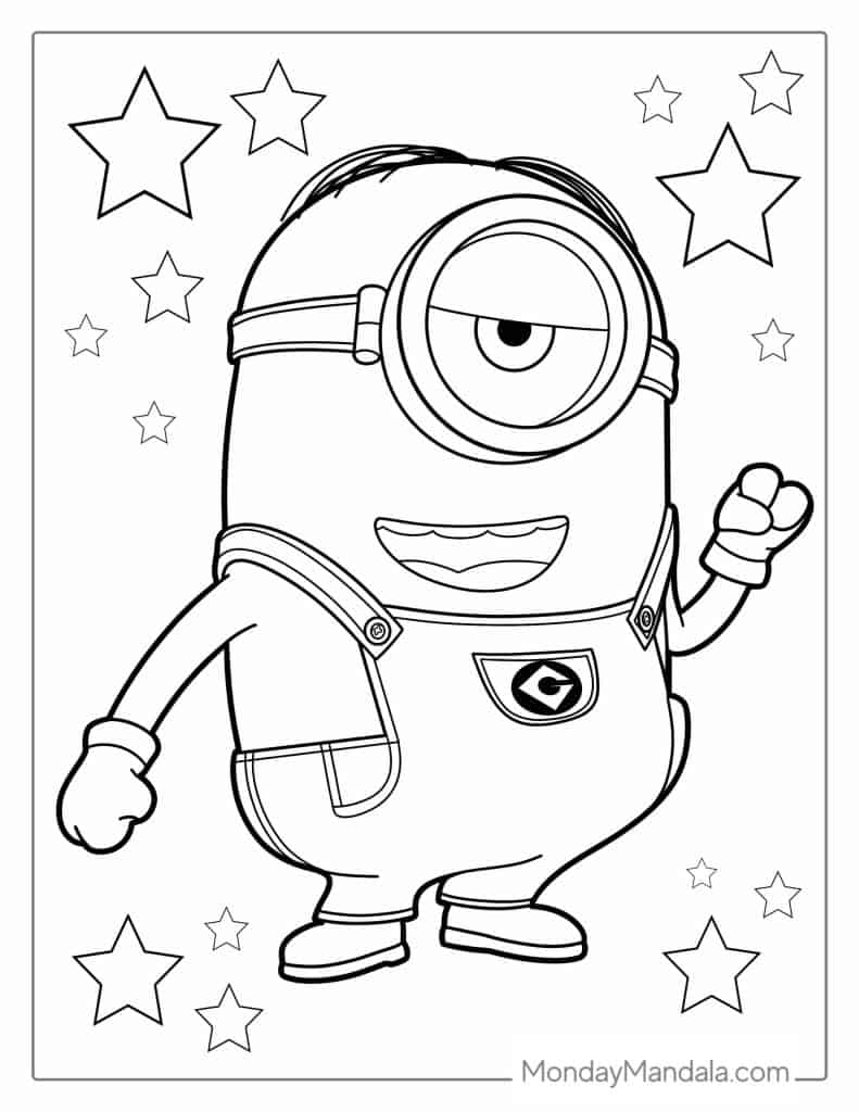 Minion coloring pages free pdf printables