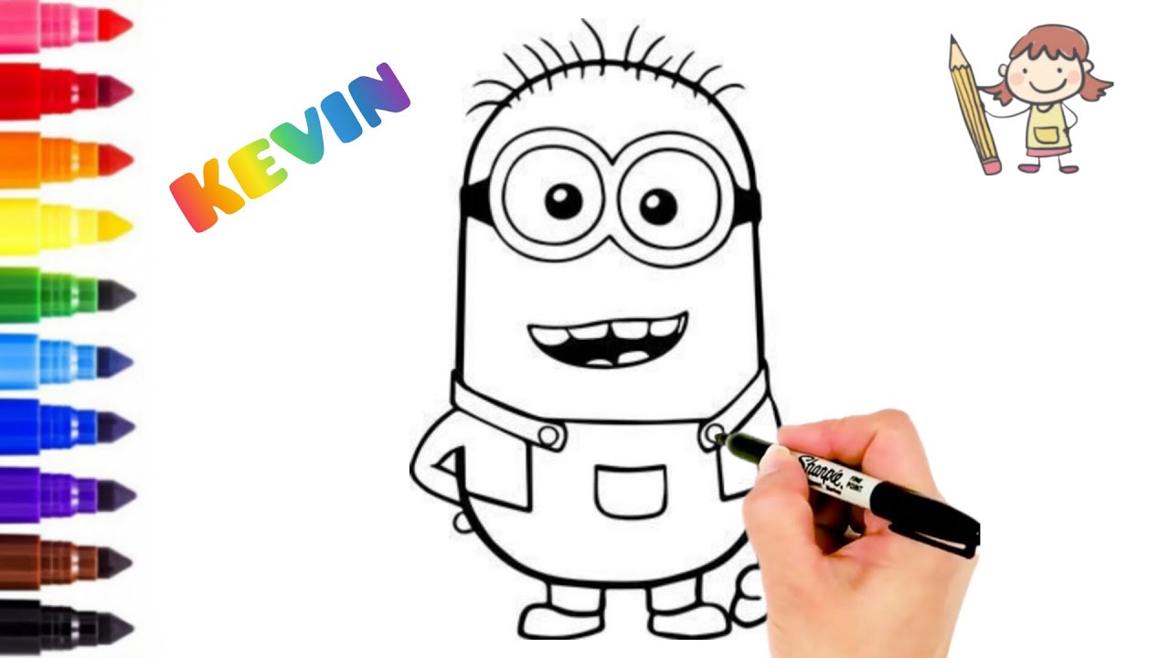 How to draw minion drawing coloring kevin character in minions easy for kids