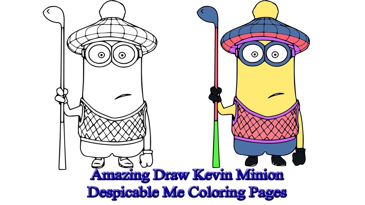 Amazing draw kevin minion despicable me coloring pages