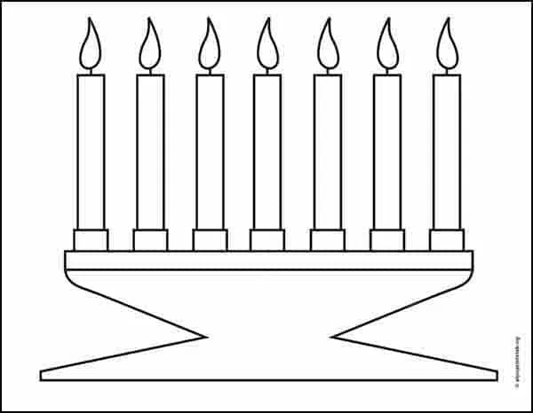 Easy how to draw kwanzaa candles and coloring page