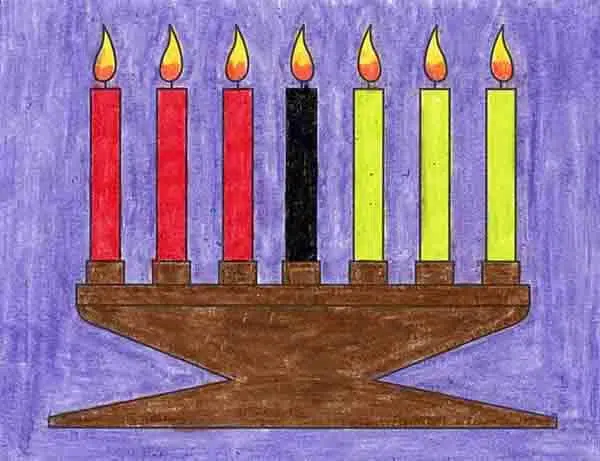 Easy how to draw kwanzaa candles and coloring page