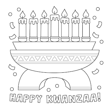 Premium vector happy kwanzaa kinara coloring page for kids