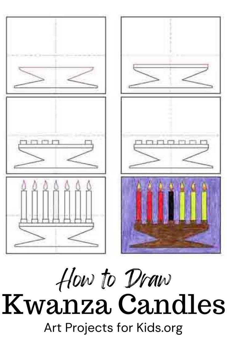 Easy how to draw kwanzaa candles tutorial and kwanzaa candles coloring page hanukkah crafts candle tutorial candle art