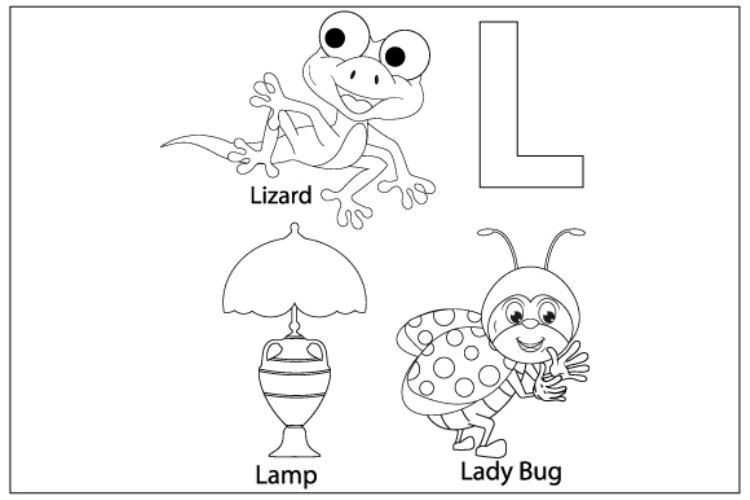 Coloring sheet from letter l for kids