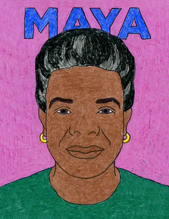 Easy how to draw maya angelou and maya angelou coloring page