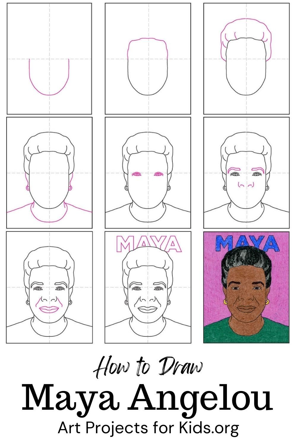 Easy how to draw maya angelou and maya angelou coloring page drawings drawing for kids maya angelou
