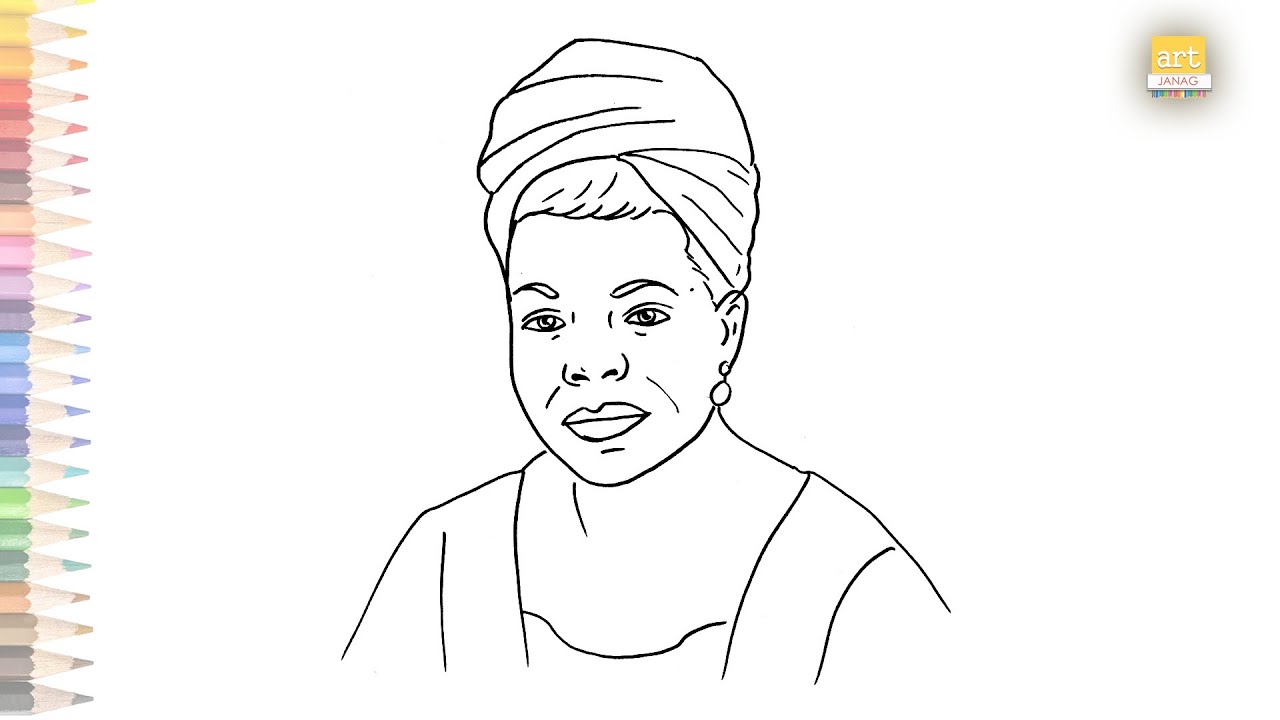 Maya angelou drawing easy how to draw maya angelou step by step outline portrait drawings