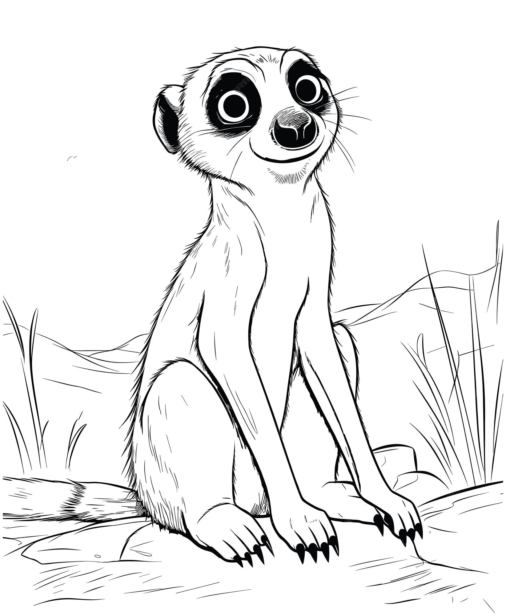 Premium vector meerkat coloring pages for kids