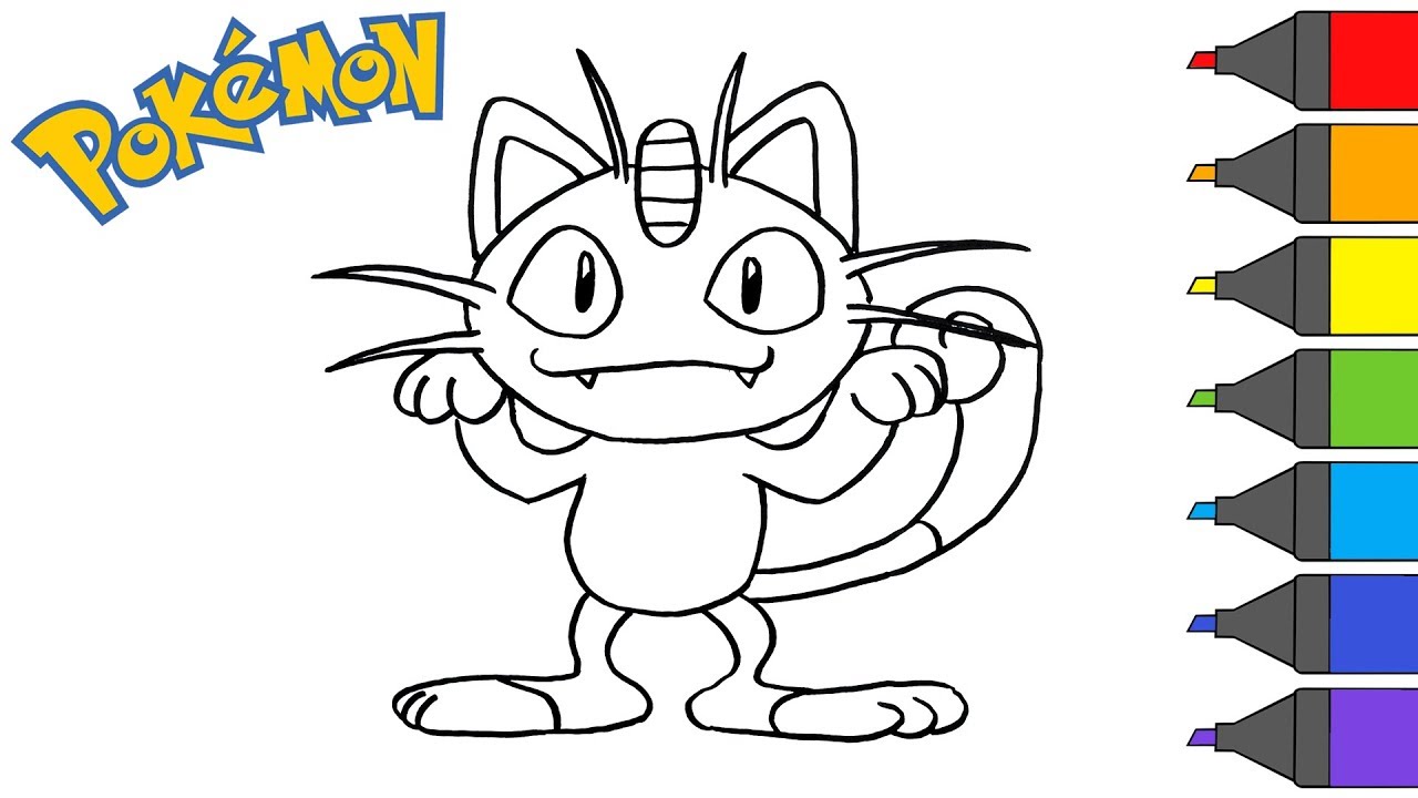 Pokemon meowth how to draw pokemon coloring book artsy kids