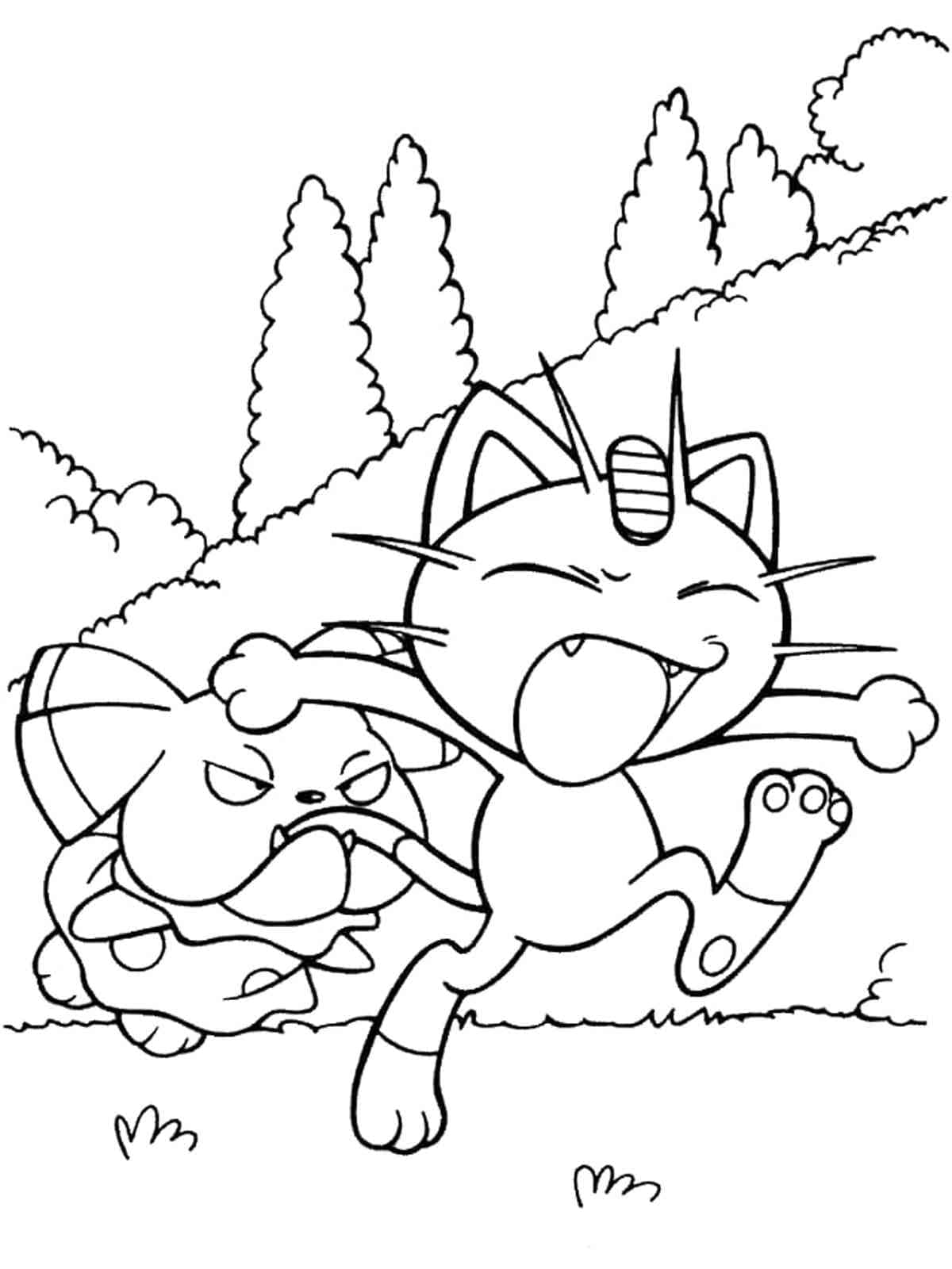 Funny meowth coloring page