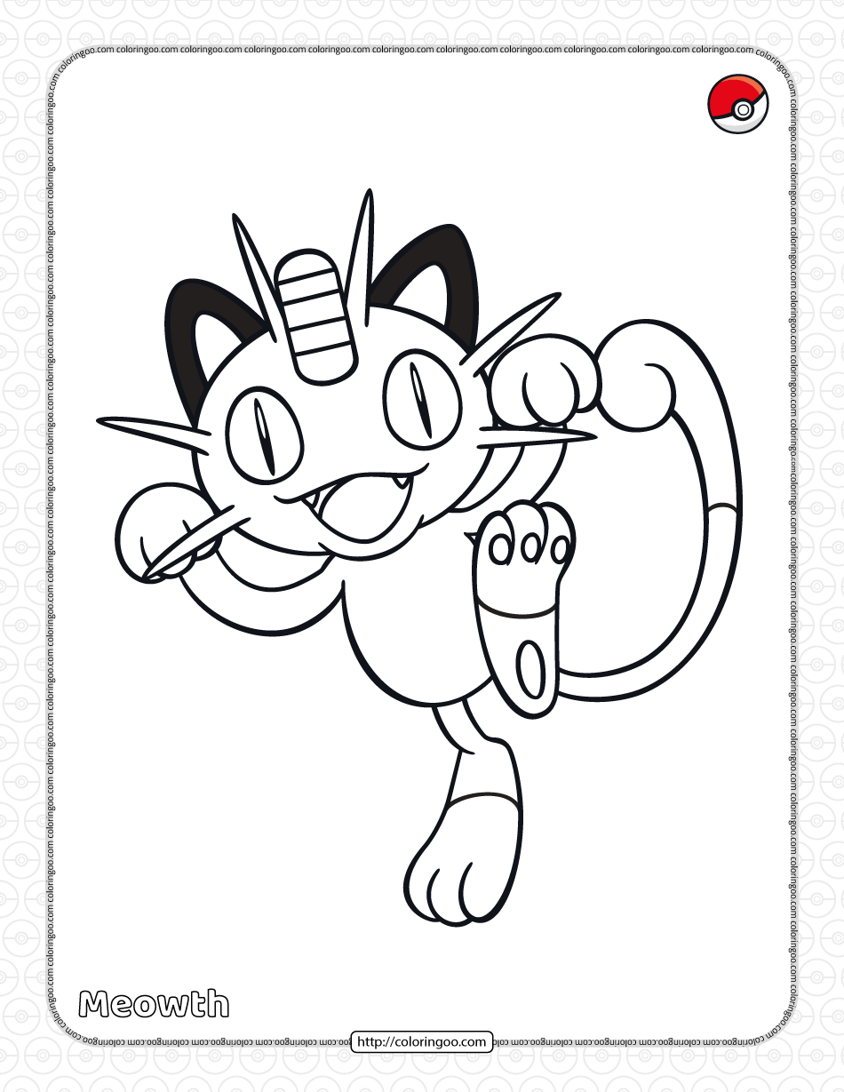 Pokemon meowth pdf coloring page pokemon meowth pokemon coloring pages coloring pages