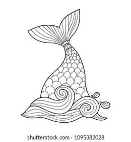 Vector mermaid tail illustration perfect coloring stock vector royalty free