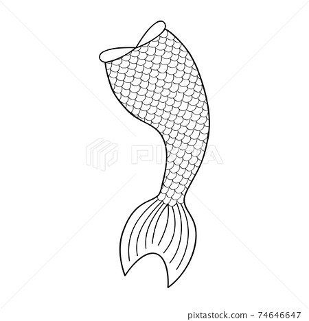 Outline mermaid tail isolated on white