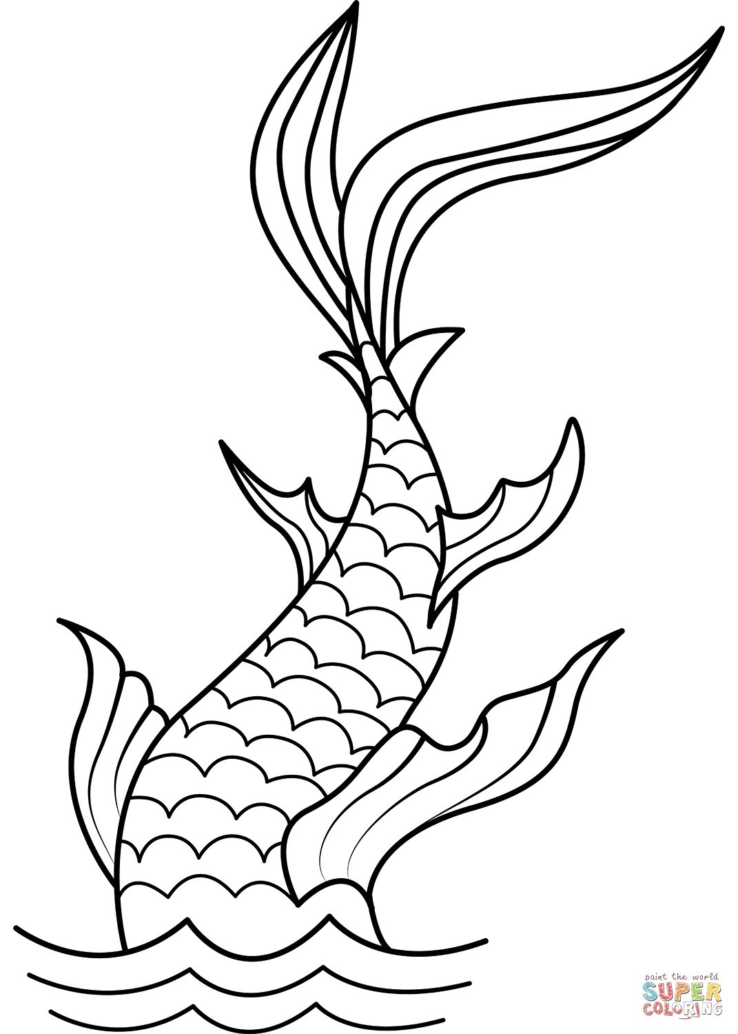 Mermaid tail coloring page free printable coloring pages