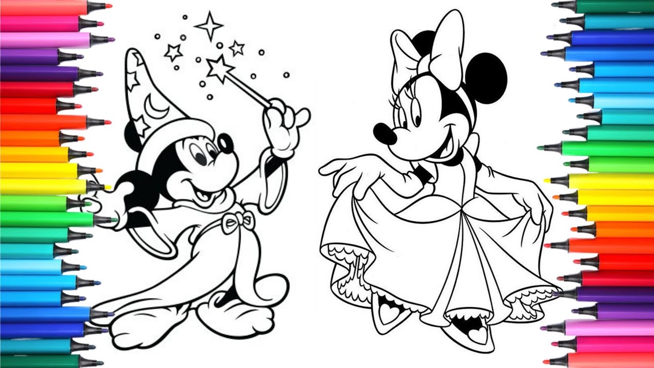 Coloring mickey and minnie mouse coloring page coloring for kids