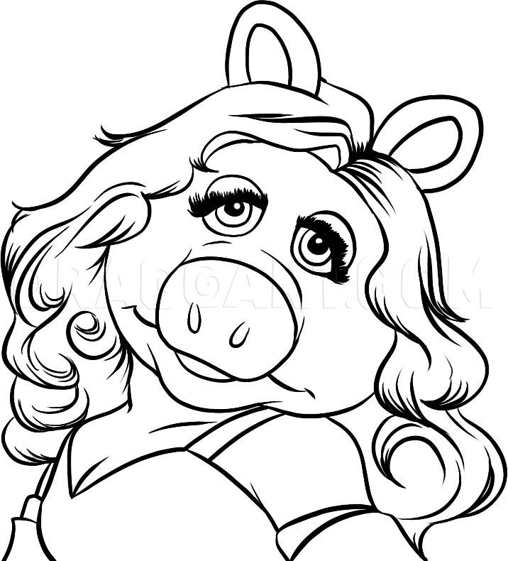 How to draw miss piggy step by step drawing guide by dawn dragoart coloring pages miss piggy colouring pages