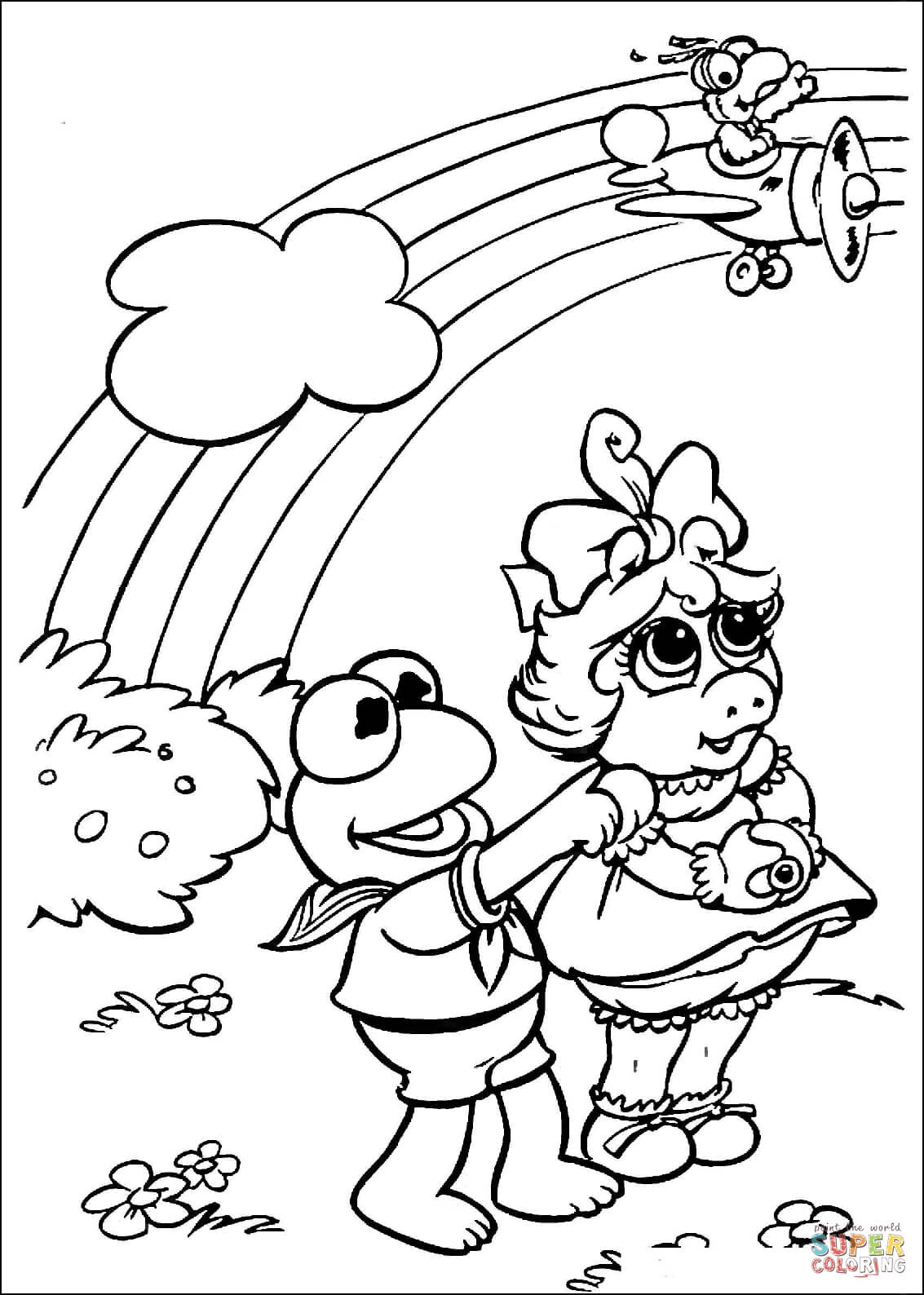 Kermit miss piggy and gonzo coloring page free printable coloring pages