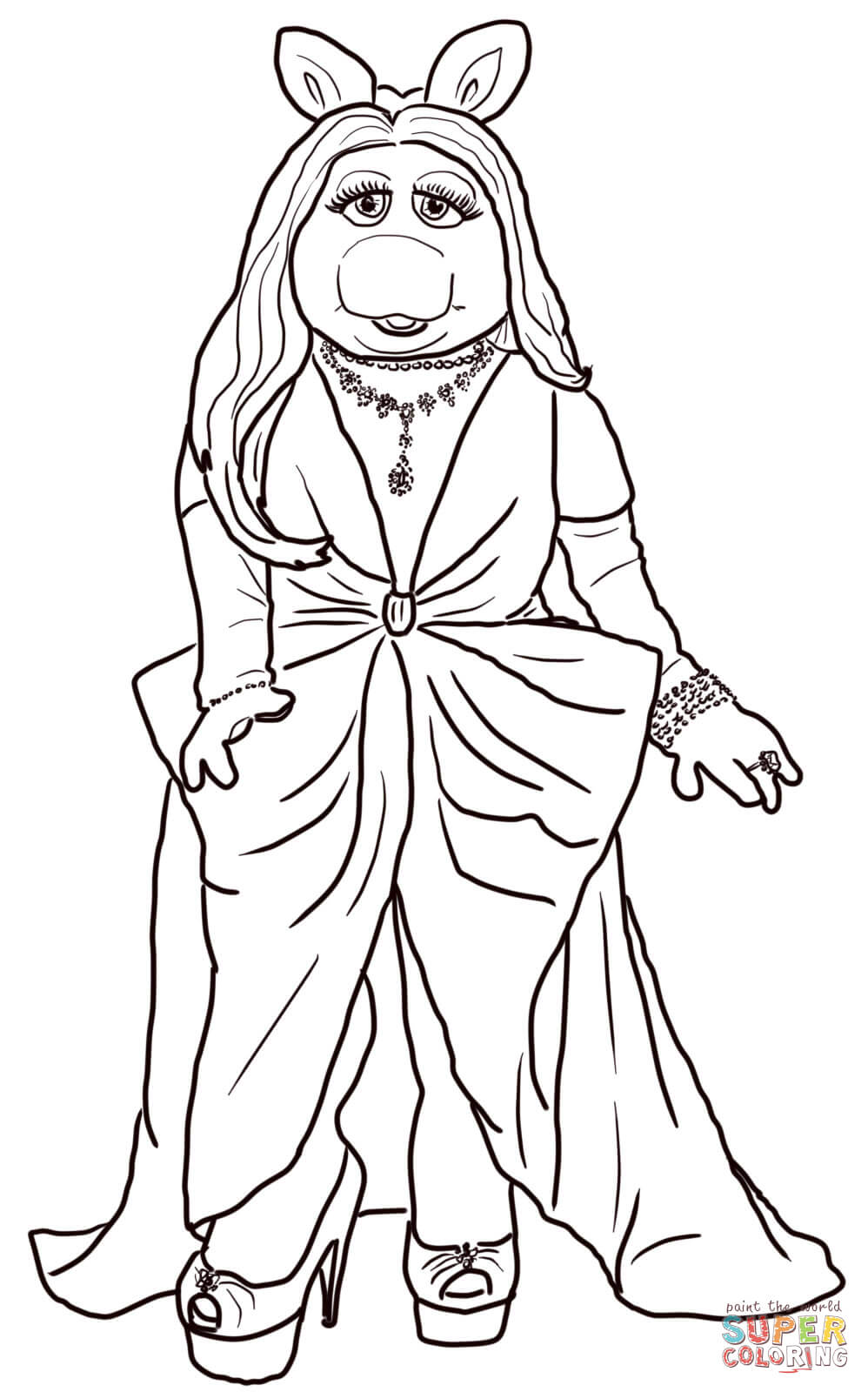 Miss piggy coloring page free printable coloring pages