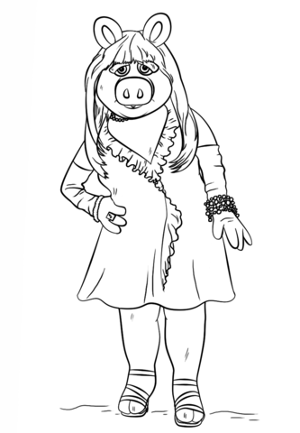 Miss piggy from the muppets coloring page free printable coloring pages