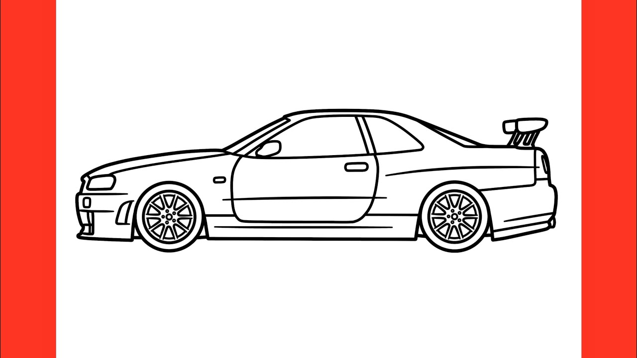 How to draw a nissan skyline gt