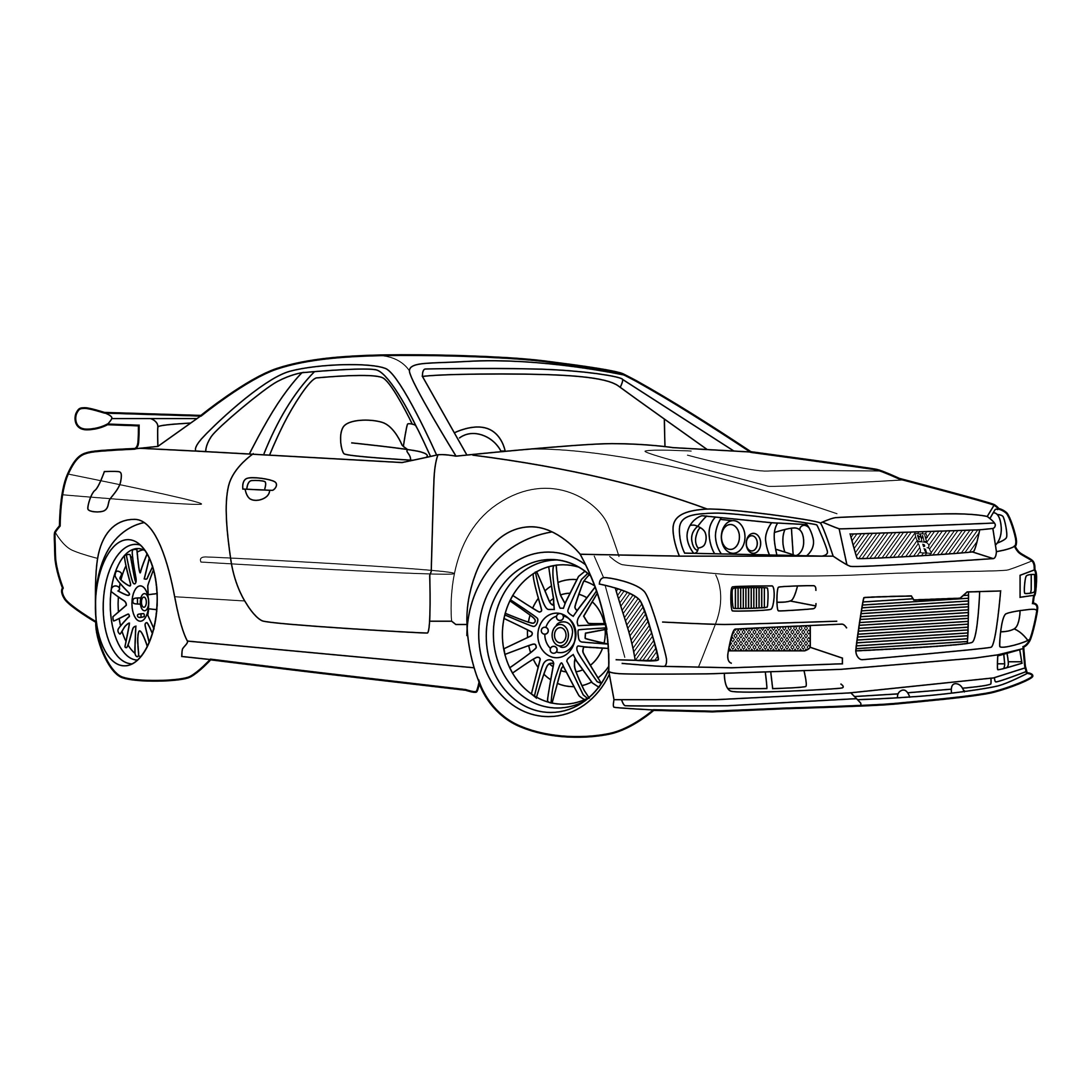 Nissan skyline r vector line drawing illustration digital vector line art vector files for laser engraving