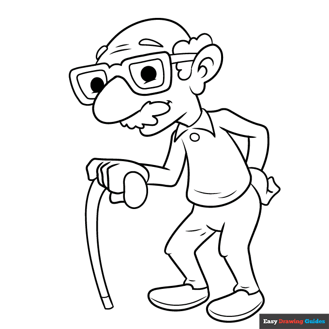 Old man coloring page easy drawing guides