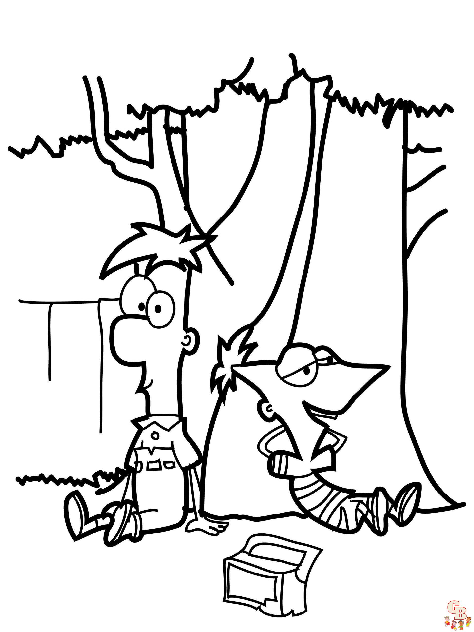 Enjoy coloring with phineas and ferb coloring pages