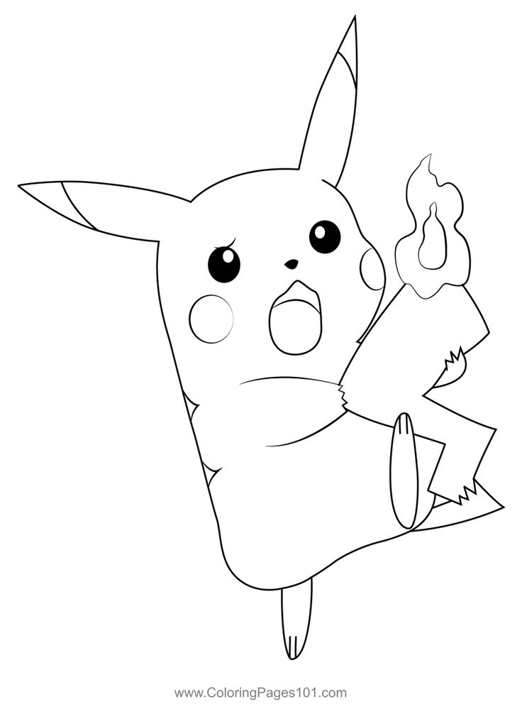 Pikachu with burning tail coloring page pokemon coloring pages pikachu coloring page coloring pages