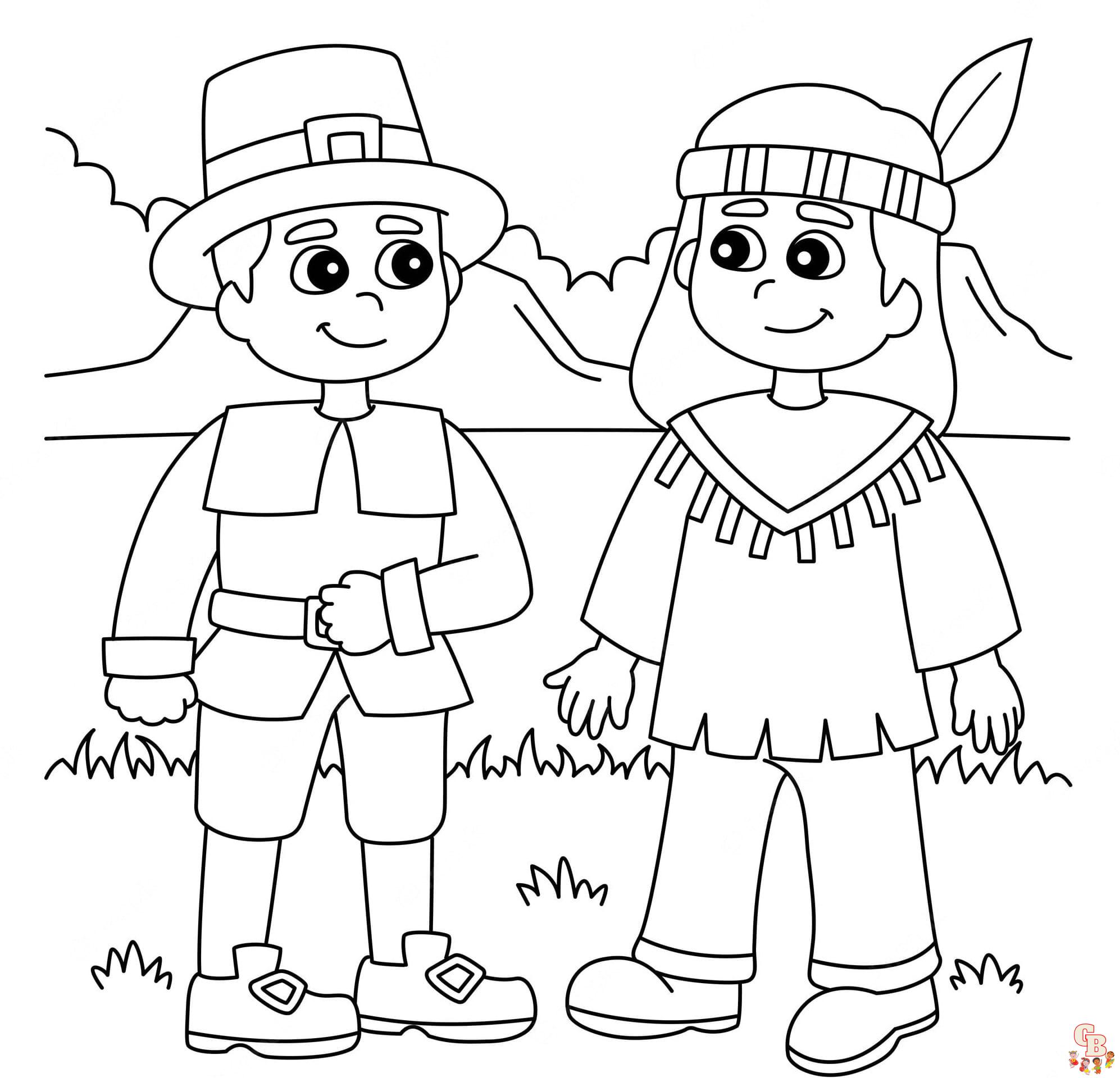 Printable pilgrim coloring pages free for kids and adults