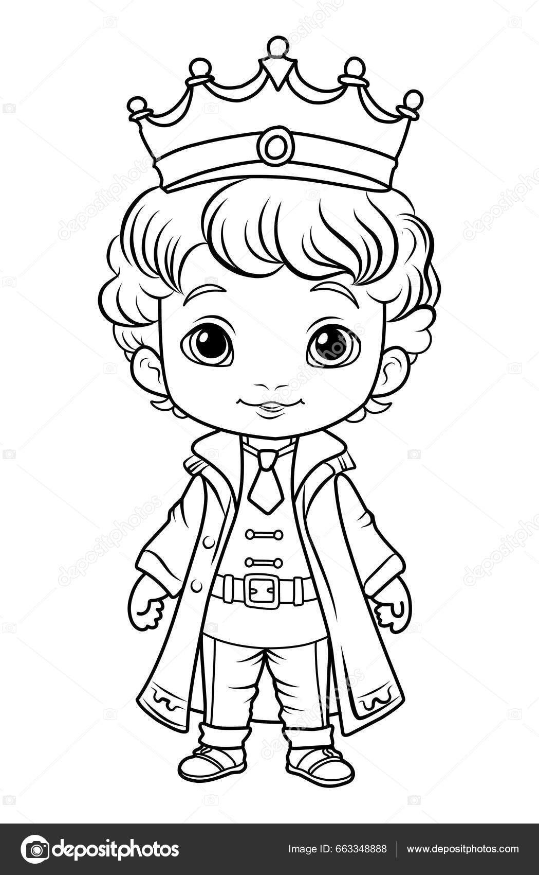 Prince coloring page coloring page prince crown royal clothes stock vector by bosonya