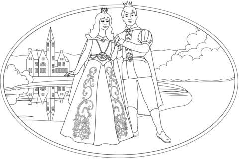 Prince and princess coloring page free printable coloring pages