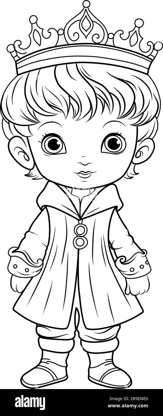 Prince coloring page coloring page prince in a crown and royal clothes stock vector image art