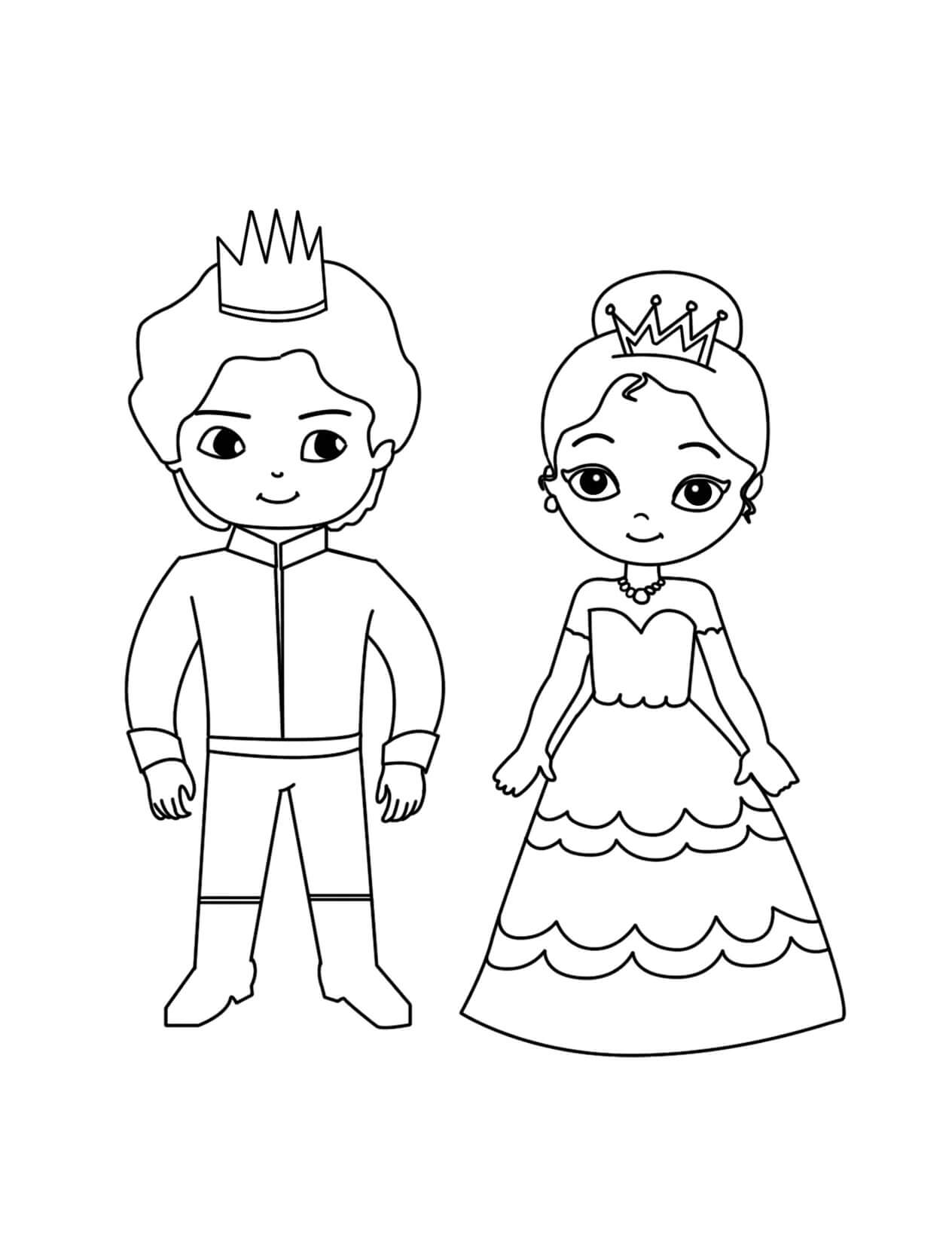 Princess and prince coloring page