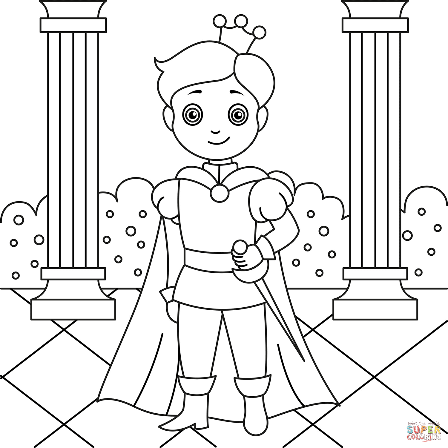 Cartoon prince coloring page free printable coloring pages