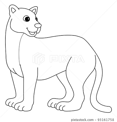 Puma animal isolated coloring page for kids