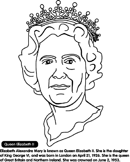 Queen elizabeth ii coloring page