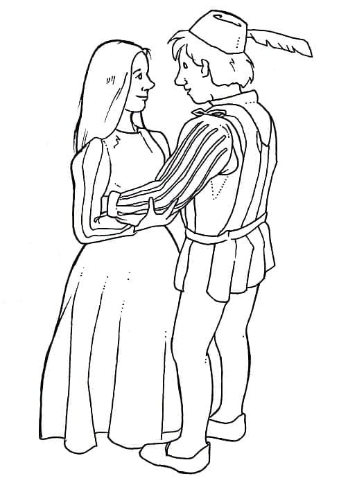 Happy romeo and juliet coloring page