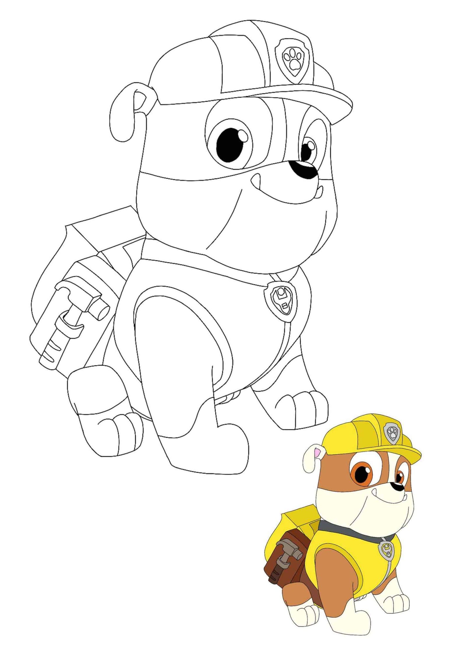 Paw patrol rubble coloring pages