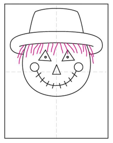 Easy how to draw a scarecrow face tutorial video and scarecrow coloring page scarecrow face scarecrow halloween art projects