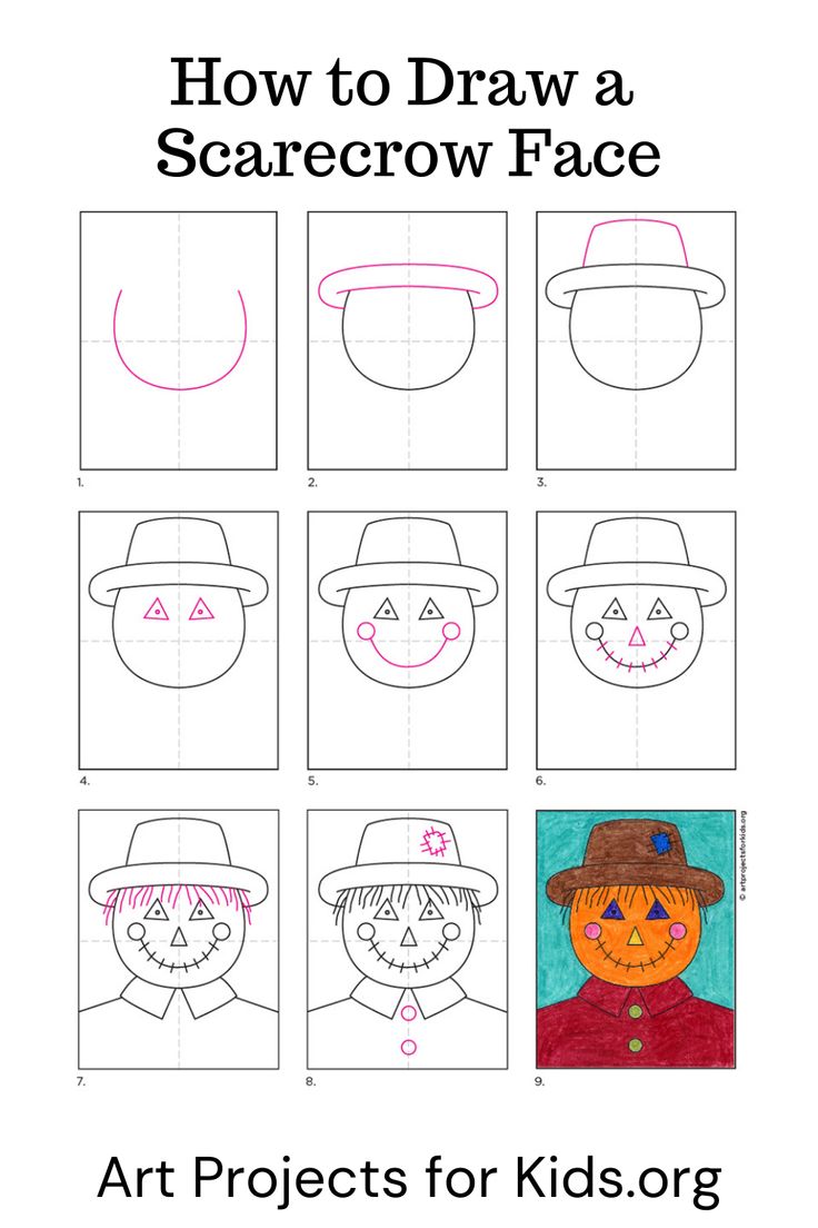 Easy how to draw a scarecrow face tutorial video and scarecrow coloring page scarecrow face scarecrow drawing scarecrow