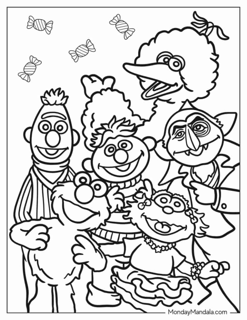 Sesame street coloring pages free pdf printables