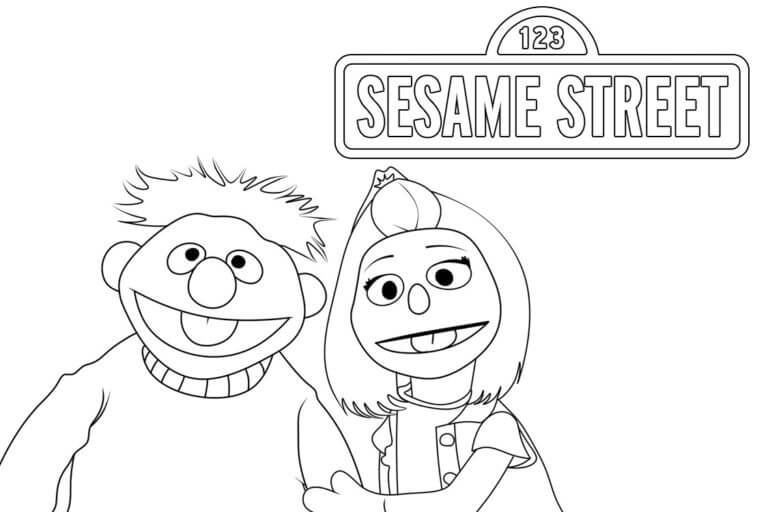 Two characters from sesame street coloring page