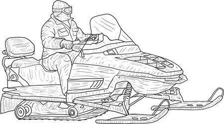 Snowmobile drawing vector images over