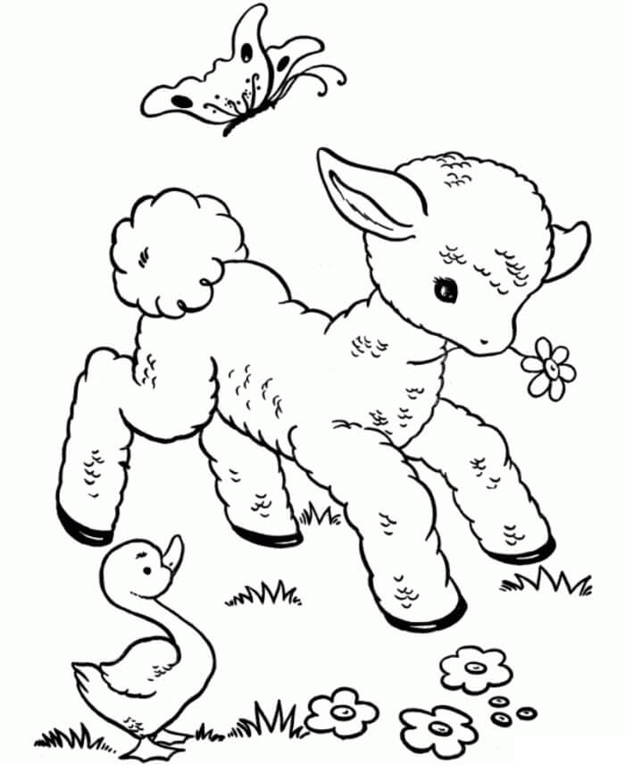 Little animals in spring coloring page