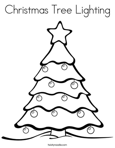 Christmas tree lighting coloring page